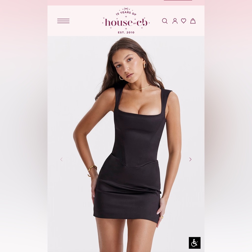 House of CB Black Enya corset Mini Dress M bigger cup